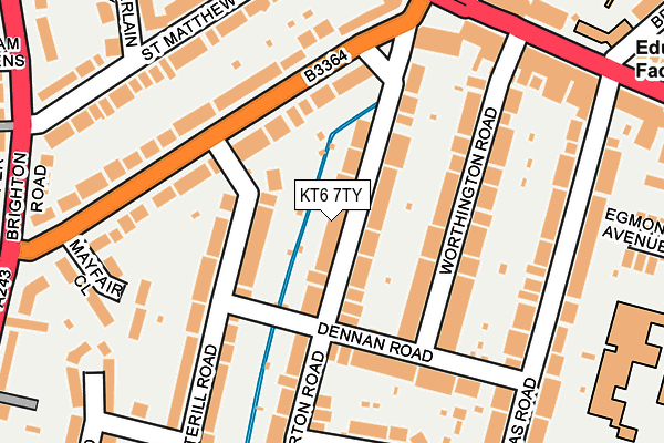 KT6 7TY map - OS OpenMap – Local (Ordnance Survey)