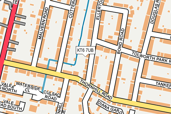 KT6 7UB map - OS OpenMap – Local (Ordnance Survey)