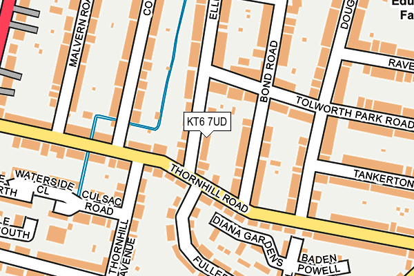 KT6 7UD map - OS OpenMap – Local (Ordnance Survey)