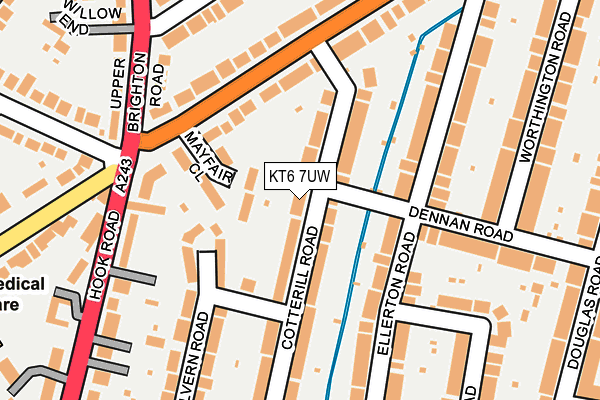 KT6 7UW map - OS OpenMap – Local (Ordnance Survey)