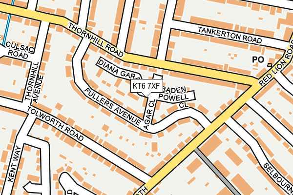 KT6 7XF map - OS OpenMap – Local (Ordnance Survey)
