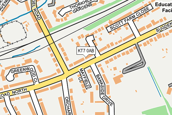 KT7 0AB map - OS OpenMap – Local (Ordnance Survey)