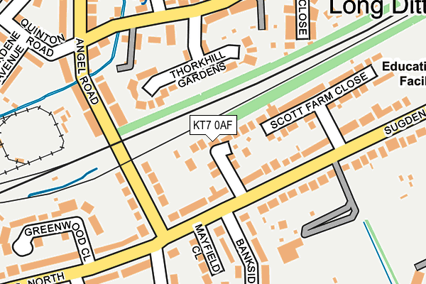 KT7 0AF map - OS OpenMap – Local (Ordnance Survey)