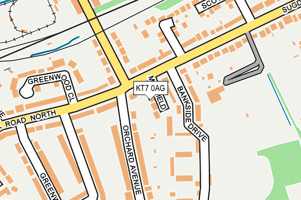 KT7 0AG map - OS OpenMap – Local (Ordnance Survey)