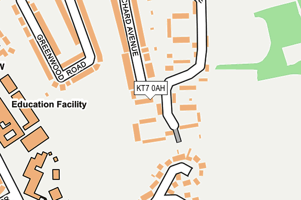 KT7 0AH map - OS OpenMap – Local (Ordnance Survey)
