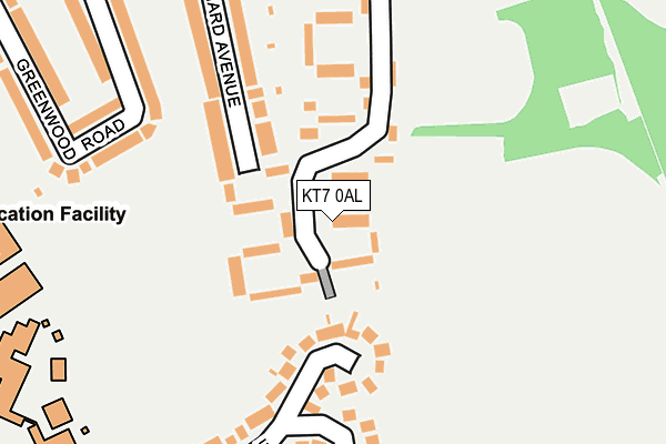 KT7 0AL map - OS OpenMap – Local (Ordnance Survey)