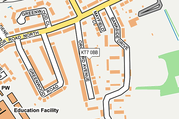 KT7 0BB map - OS OpenMap – Local (Ordnance Survey)