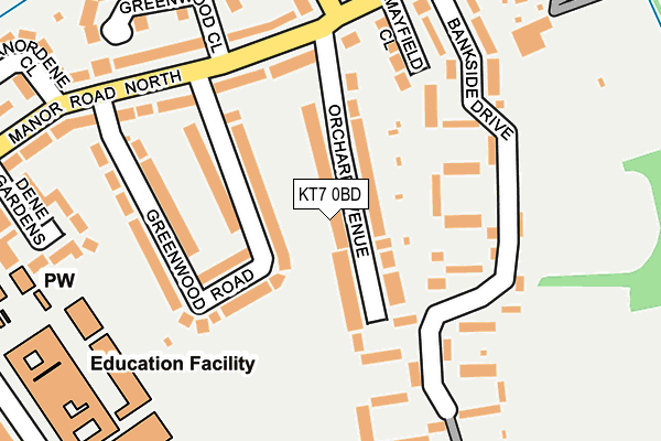 KT7 0BD map - OS OpenMap – Local (Ordnance Survey)