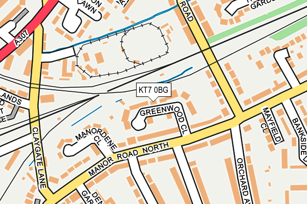 KT7 0BG map - OS OpenMap – Local (Ordnance Survey)