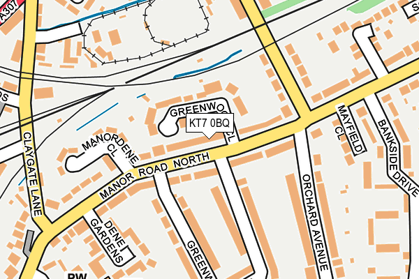 KT7 0BQ map - OS OpenMap – Local (Ordnance Survey)