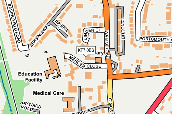 KT7 0BS map - OS OpenMap – Local (Ordnance Survey)