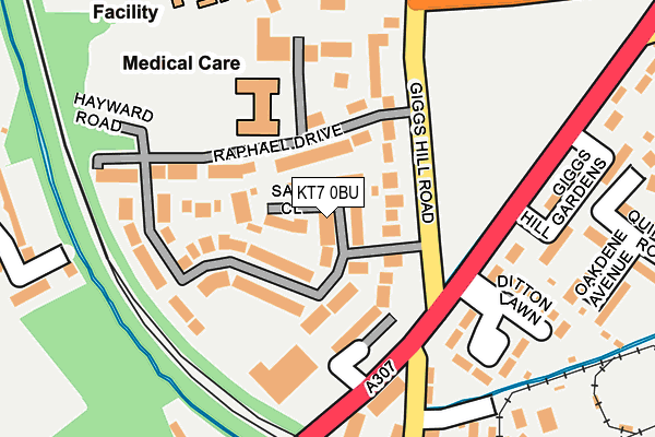 KT7 0BU map - OS OpenMap – Local (Ordnance Survey)
