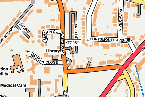 KT7 0BY map - OS OpenMap – Local (Ordnance Survey)