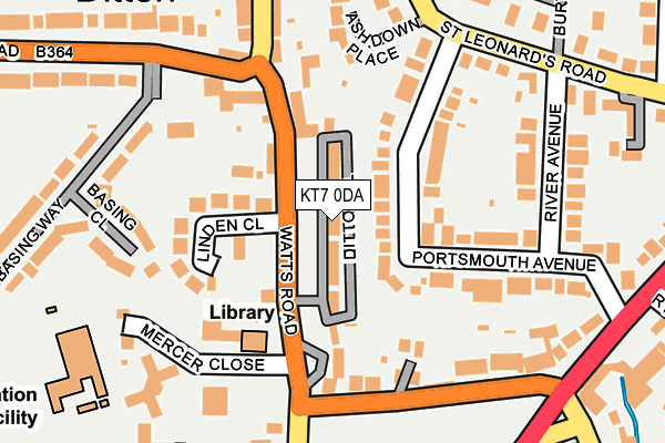 KT7 0DA map - OS OpenMap – Local (Ordnance Survey)