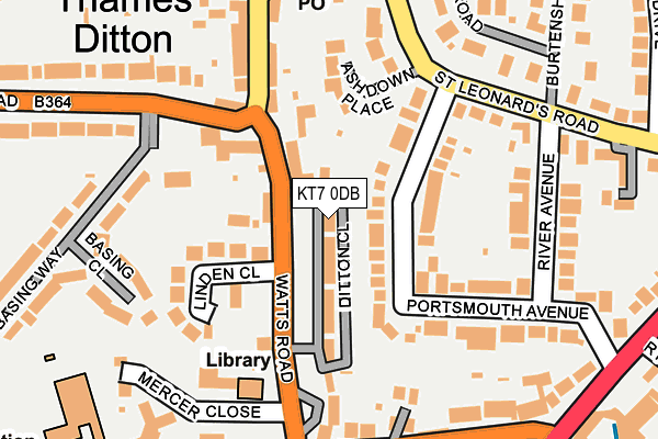 KT7 0DB map - OS OpenMap – Local (Ordnance Survey)
