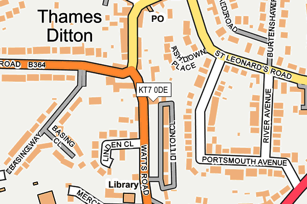 KT7 0DE map - OS OpenMap – Local (Ordnance Survey)