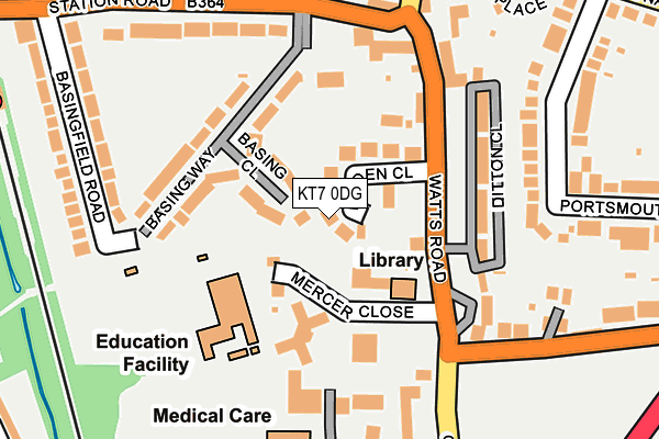 KT7 0DG map - OS OpenMap – Local (Ordnance Survey)