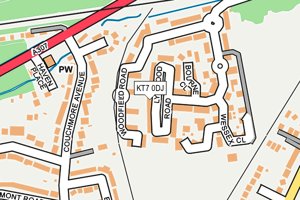 KT7 0DJ map - OS OpenMap – Local (Ordnance Survey)