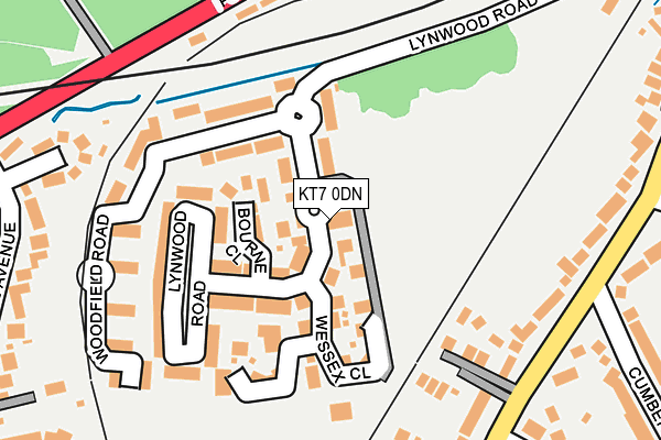 KT7 0DN map - OS OpenMap – Local (Ordnance Survey)