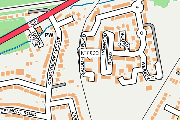 KT7 0DQ map - OS OpenMap – Local (Ordnance Survey)