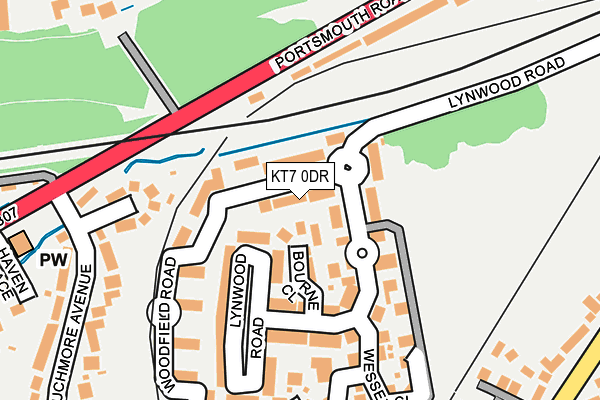 KT7 0DR map - OS OpenMap – Local (Ordnance Survey)