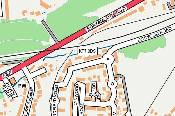 KT7 0DS map - OS OpenMap – Local (Ordnance Survey)