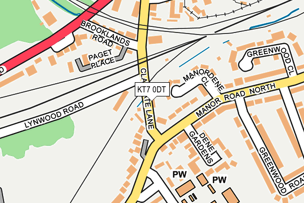 KT7 0DT map - OS OpenMap – Local (Ordnance Survey)