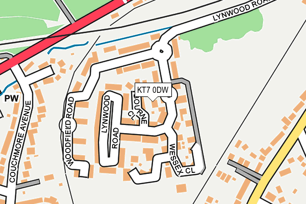 KT7 0DW map - OS OpenMap – Local (Ordnance Survey)