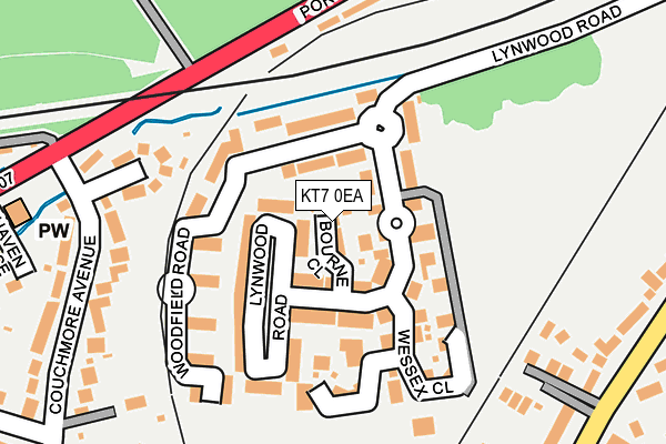 KT7 0EA map - OS OpenMap – Local (Ordnance Survey)