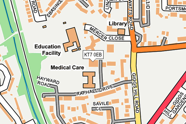KT7 0EB map - OS OpenMap – Local (Ordnance Survey)
