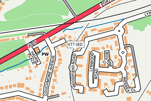 KT7 0ED map - OS OpenMap – Local (Ordnance Survey)