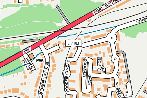 KT7 0EF map - OS OpenMap – Local (Ordnance Survey)