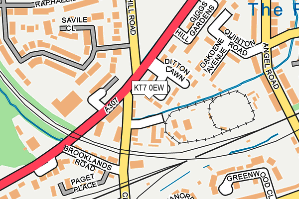 KT7 0EW map - OS OpenMap – Local (Ordnance Survey)