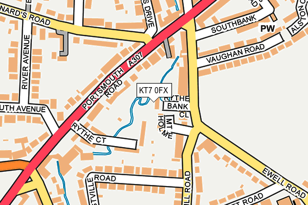 KT7 0FX map - OS OpenMap – Local (Ordnance Survey)