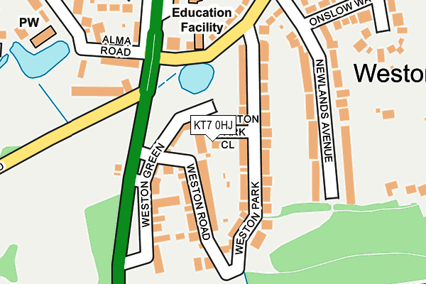 KT7 0HJ map - OS OpenMap – Local (Ordnance Survey)