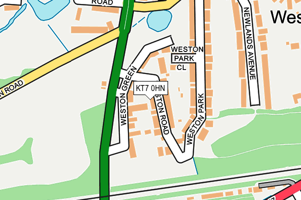 KT7 0HN map - OS OpenMap – Local (Ordnance Survey)