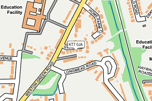 KT7 0JA map - OS OpenMap – Local (Ordnance Survey)