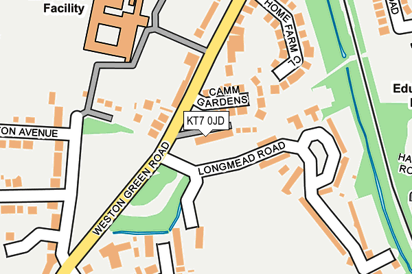 KT7 0JD map - OS OpenMap – Local (Ordnance Survey)