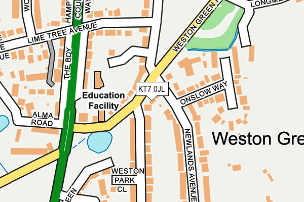 KT7 0JL map - OS OpenMap – Local (Ordnance Survey)