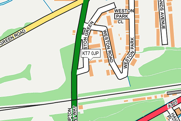 KT7 0JP map - OS OpenMap – Local (Ordnance Survey)