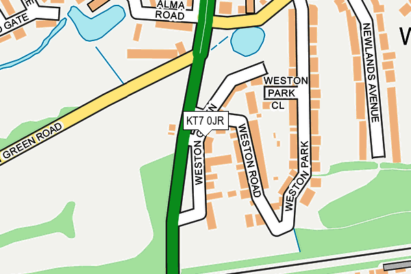 KT7 0JR map - OS OpenMap – Local (Ordnance Survey)