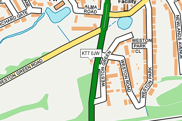 KT7 0JW map - OS OpenMap – Local (Ordnance Survey)