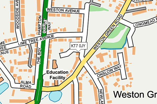 KT7 0JY map - OS OpenMap – Local (Ordnance Survey)