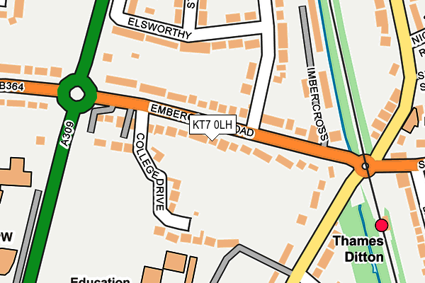 KT7 0LH map - OS OpenMap – Local (Ordnance Survey)