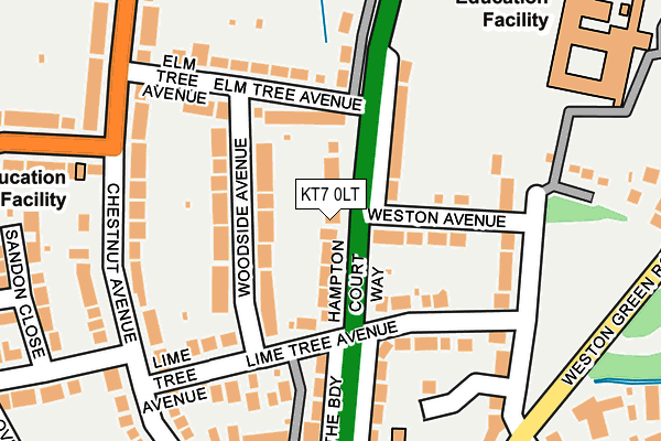 KT7 0LT map - OS OpenMap – Local (Ordnance Survey)