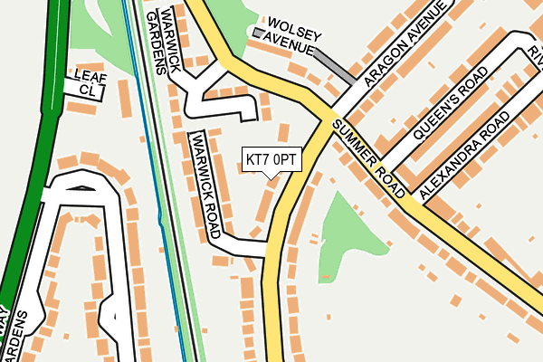 KT7 0PT map - OS OpenMap – Local (Ordnance Survey)