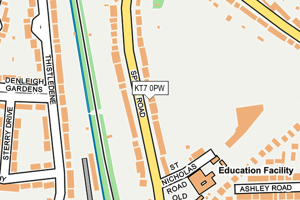 KT7 0PW map - OS OpenMap – Local (Ordnance Survey)