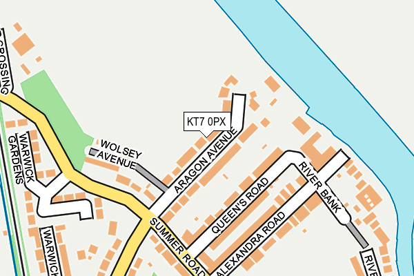 KT7 0PX map - OS OpenMap – Local (Ordnance Survey)