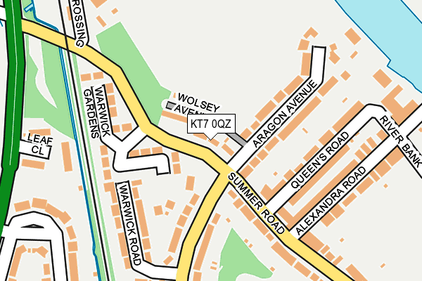 KT7 0QZ map - OS OpenMap – Local (Ordnance Survey)