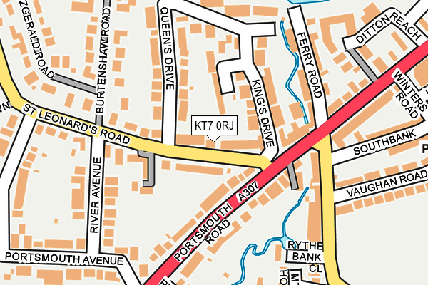 KT7 0RJ map - OS OpenMap – Local (Ordnance Survey)